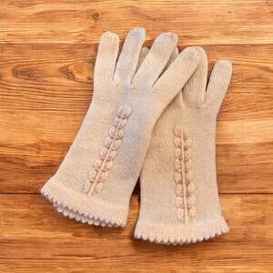 Vintage Women's 100% Wool Gloves WPL 7297 Sz Large Beaded